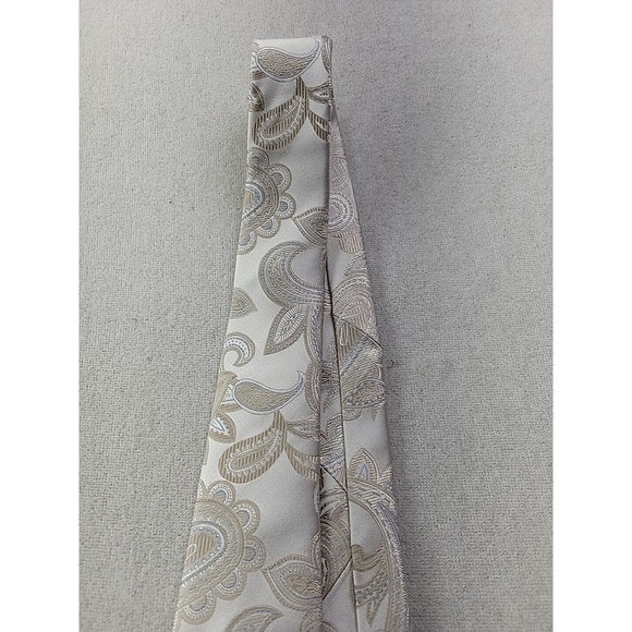 NEW - Sean John Rich Paisley Silk Neck Tie Metallic Silver Jaquard NWT $59.50 - Picture 6 of 11